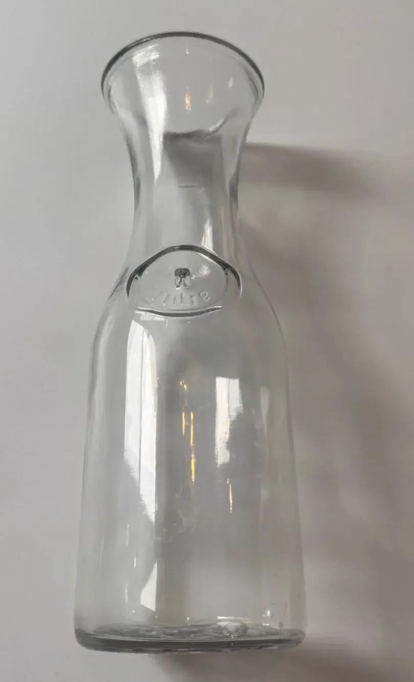 Vtg 1 Litre Milk Bottle Carafe Decor Stamped Mexico/5